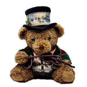 Thomas Kinkade Teddy Bear & Violin "A Musical Gathering" Holiday Music Playing